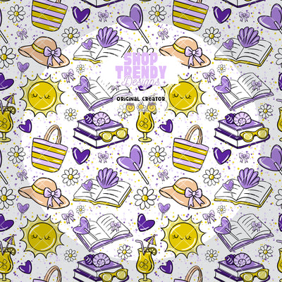 Bookish Beach Vibes Summer Seamless Pattern - DIGITAL DOWNLOAD