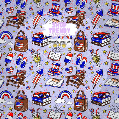 Bookish 4th of July Seamless Pattern - DIGITAL DOWNLOAD