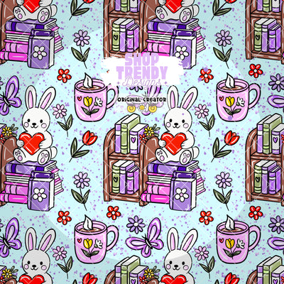 Bookish Spring Shelf Seamless Pattern - DIGITAL DOWNLOAD