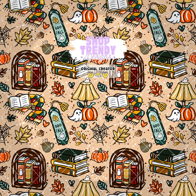 Bookish Boo Fall Halloween Seamless Pattern - DIGITAL DOWNLOAD