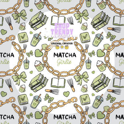 Bookish Matcha Girlie Bracelet Charm Seamless Pattern - DIGITAL DOWNLOAD