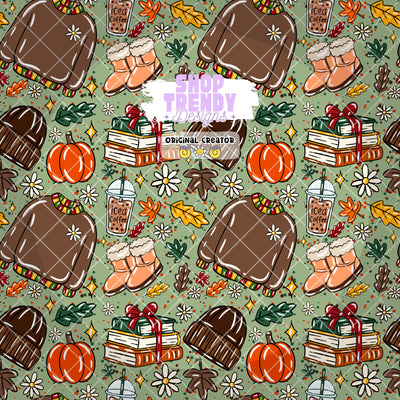 Bookish Fall Seamless Pattern - DIGITAL DOWNLOAD
