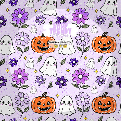 Spooky Floral Ghost Seamless Pattern - DIGITAL DOWNLOAD