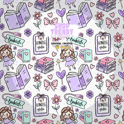 Fairy Bookish Kindle Girlie Seamless Pattern - DIGITAL DOWNLOAD