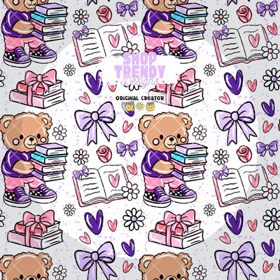 Bookish Bear Seamless Pattern - DIGITAL DOWNLOAD