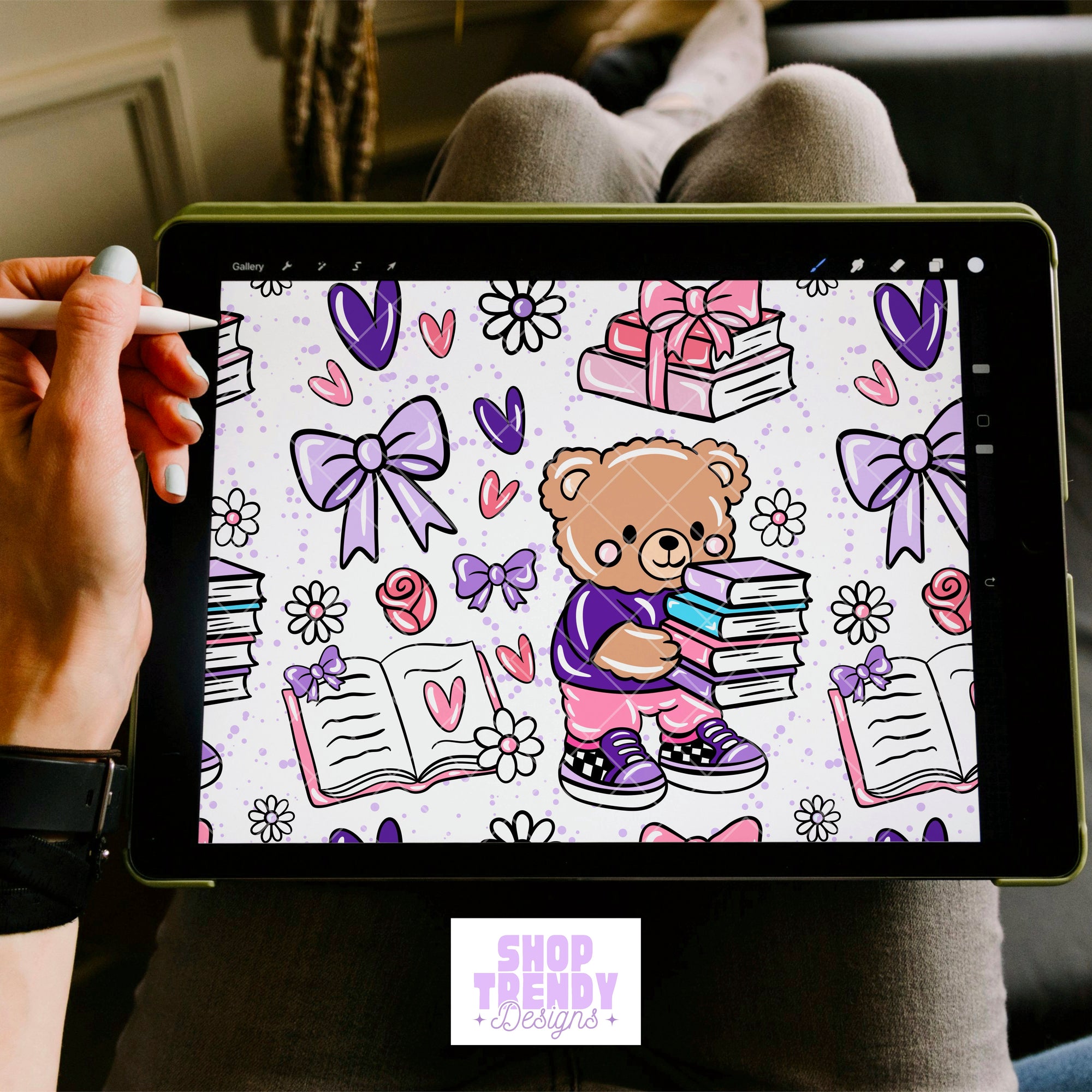 Bookish Bear Seamless Pattern - DIGITAL DOWNLOAD