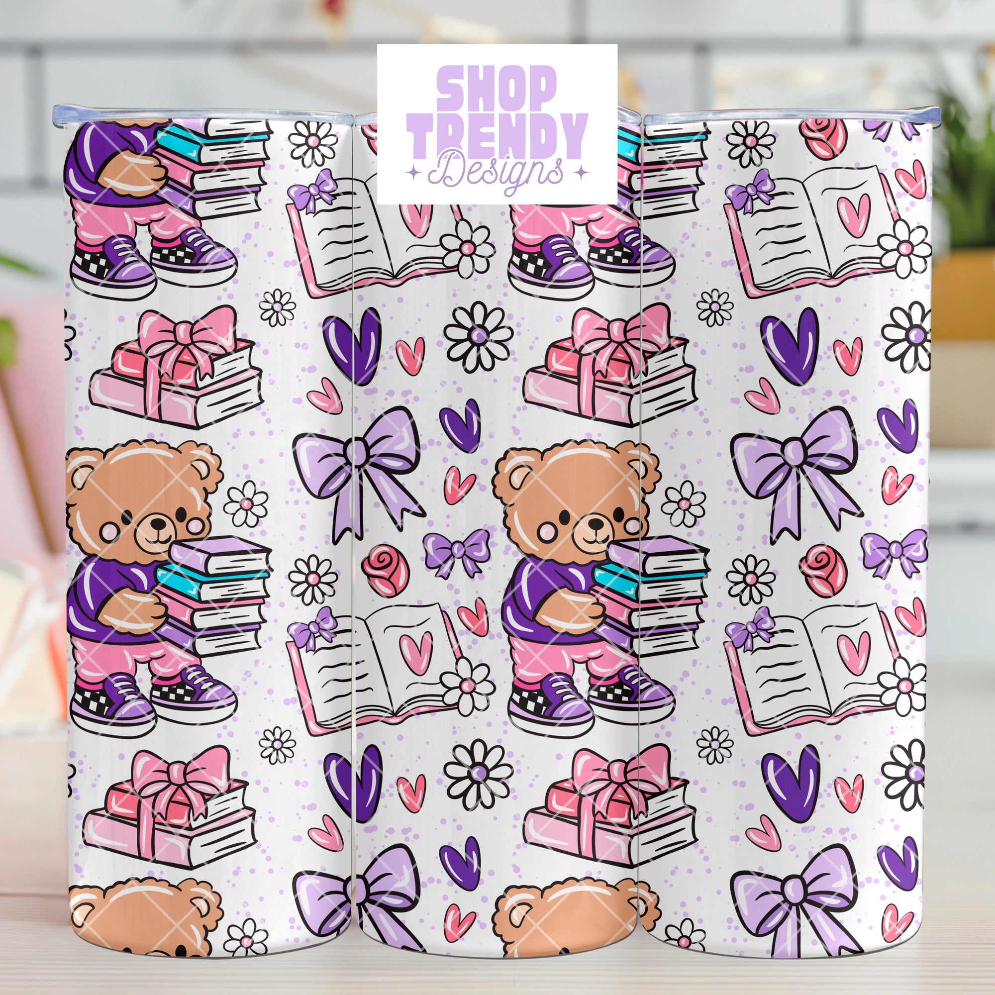Bookish Bear Seamless Pattern - DIGITAL DOWNLOAD