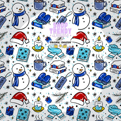 Bookish Winter Seamless Pattern - DIGITAL DOWNLOAD