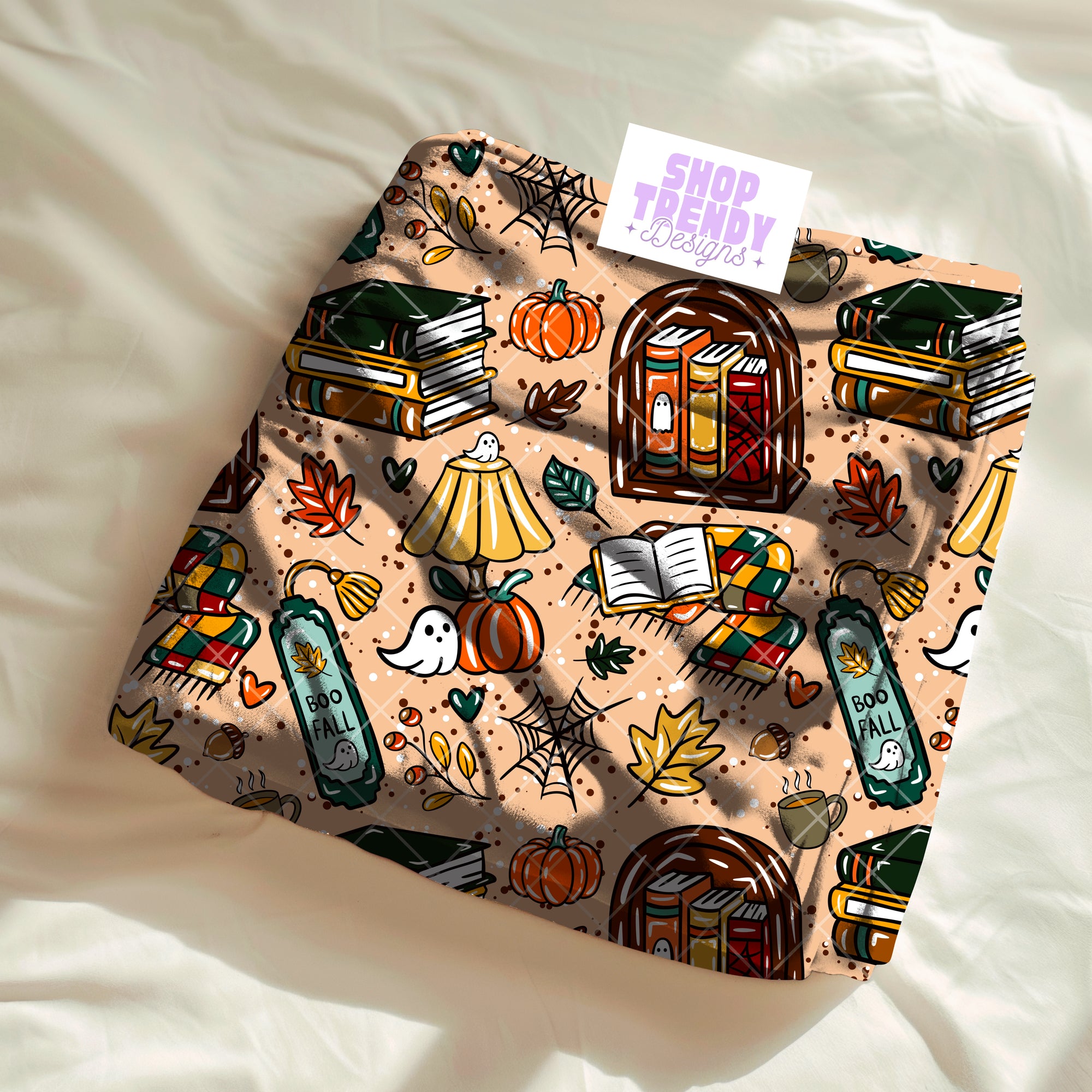 Bookish Boo Fall Halloween Seamless Pattern - DIGITAL DOWNLOAD