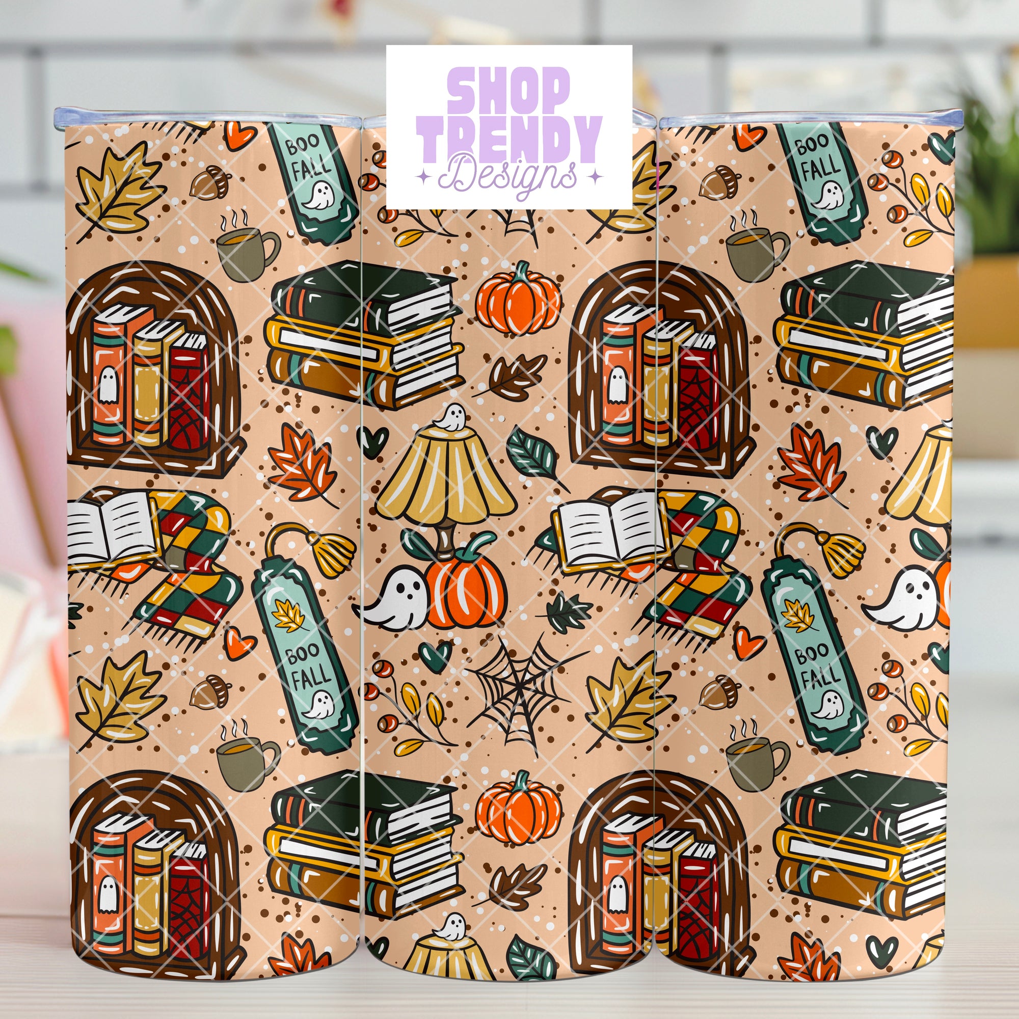 Bookish Boo Fall Halloween Seamless Pattern - DIGITAL DOWNLOAD