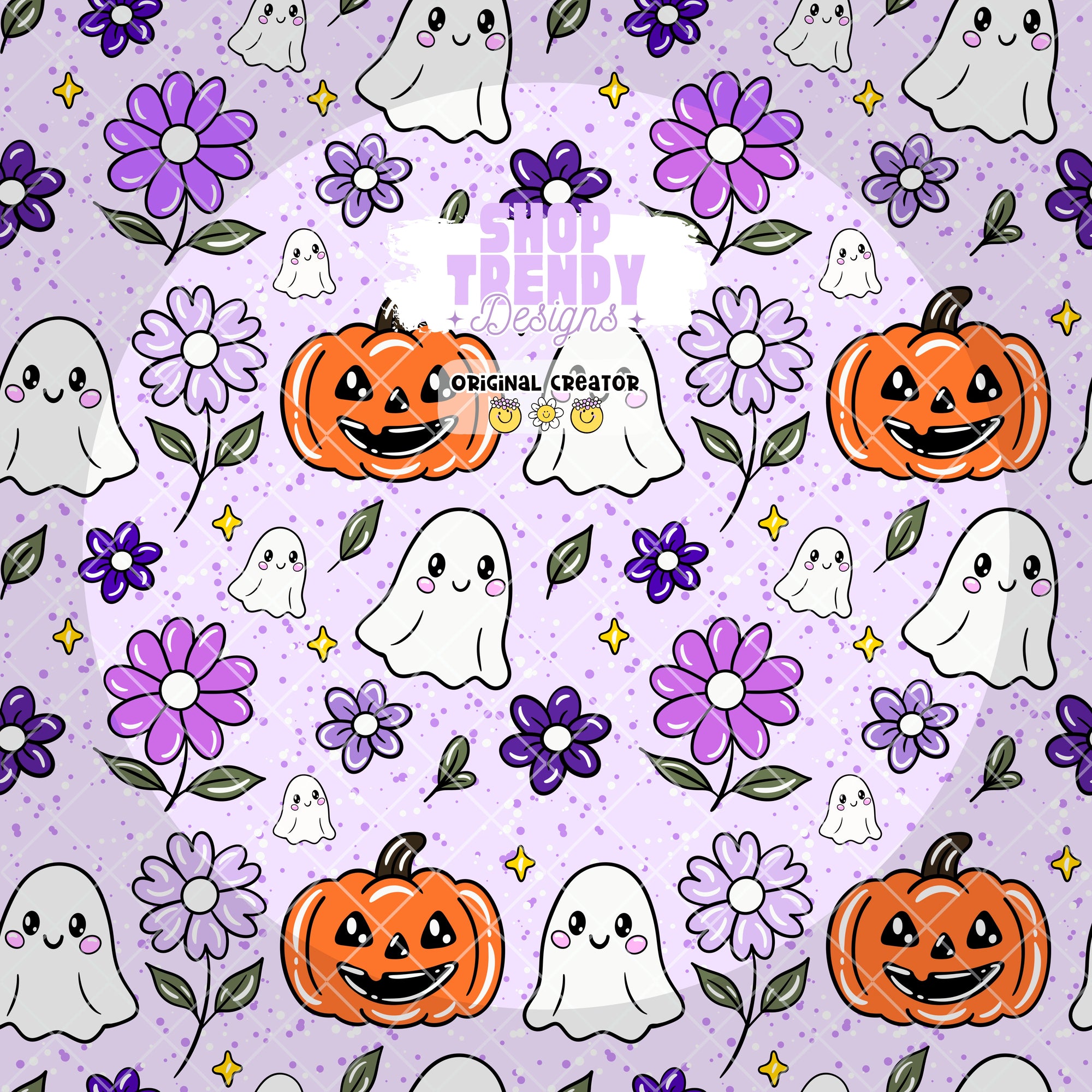 Spooky Floral Ghost Seamless Pattern - DIGITAL DOWNLOAD