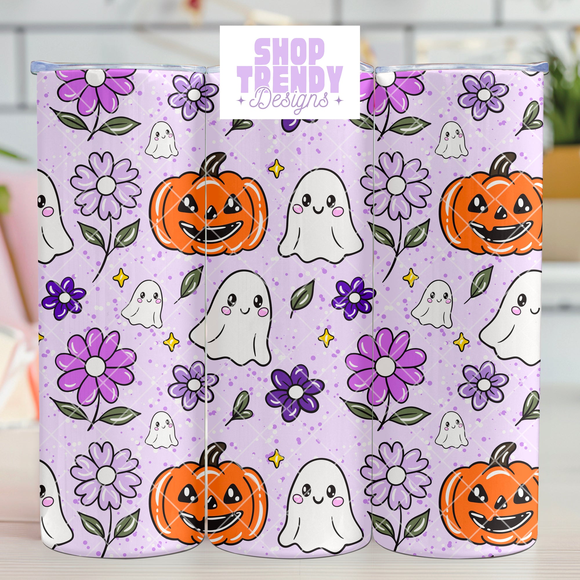 Spooky Floral Ghost Seamless Pattern - DIGITAL DOWNLOAD