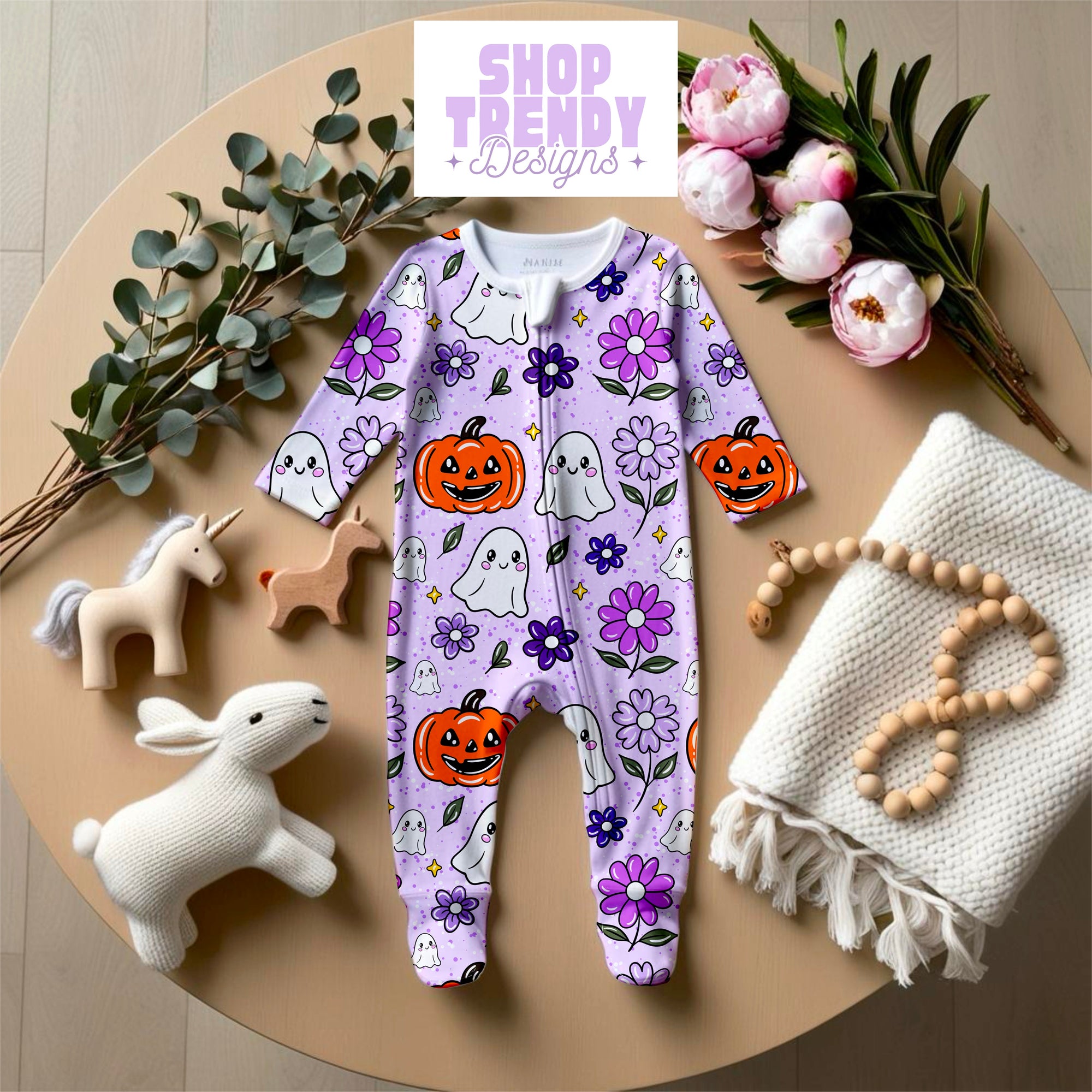 Spooky Floral Ghost Seamless Pattern - DIGITAL DOWNLOAD