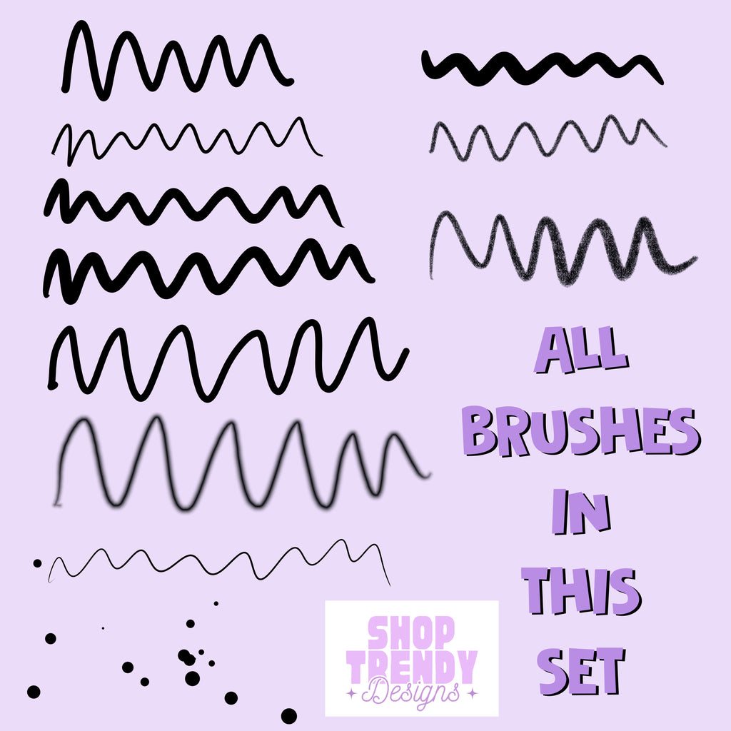 10 Trendy Procreate Brush Set - DIGITAL DOWNLOAD - PROCREATE ONLY