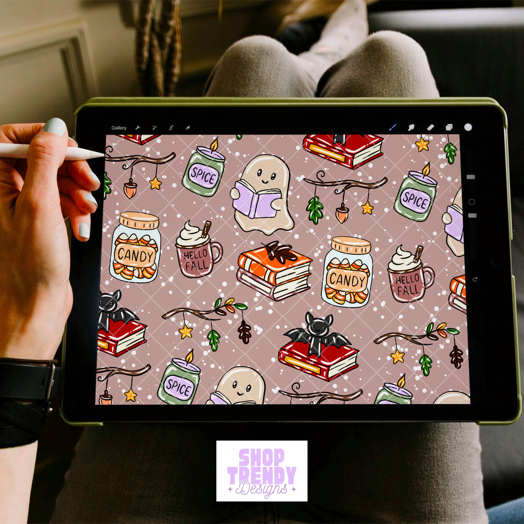 Bookish Fall Seamless Pattern - DIGITAL DOWNLOAD